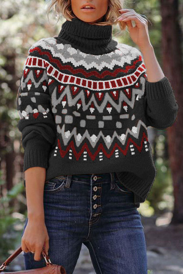 Retro Striped Patchwork Contrast Sweater