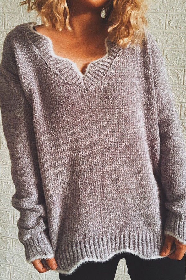 Thickened V-Neck Casual Pullover Sweater