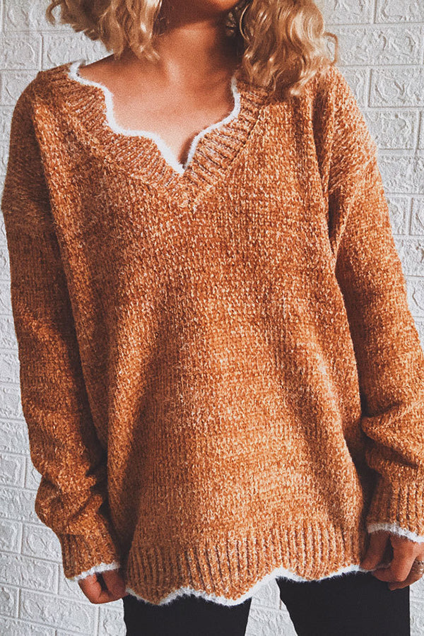 Thickened V-Neck Casual Pullover Sweater