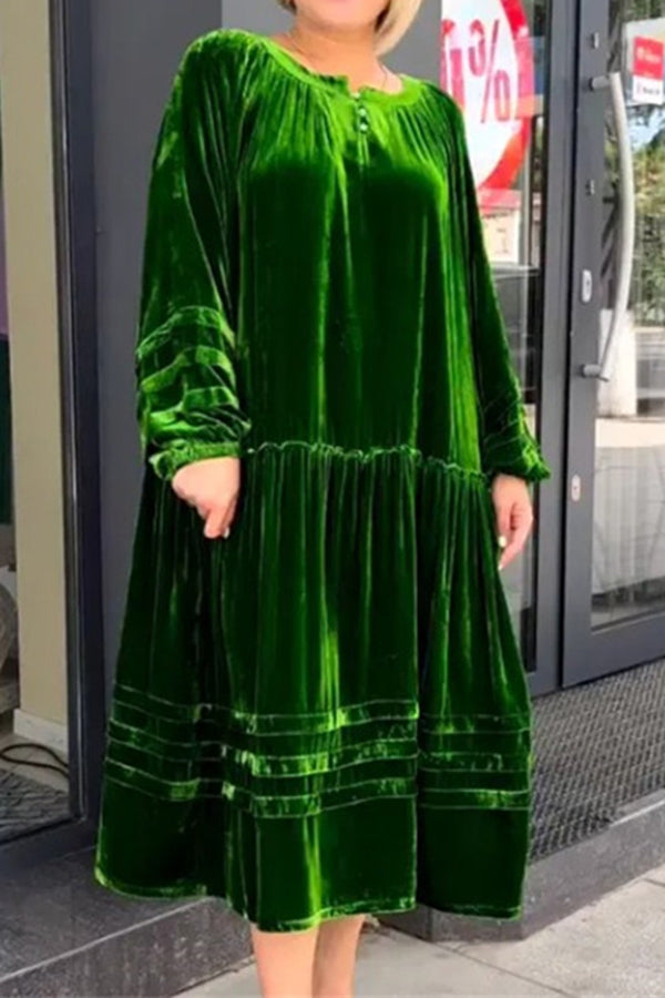 Bright Green Velvet Long Dress