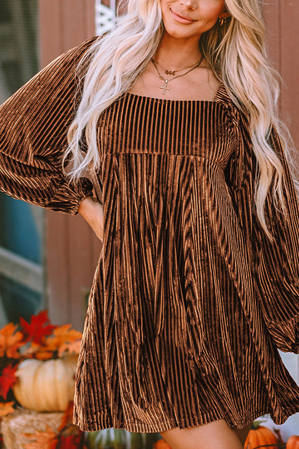 Velvet Square Neck Long Sleeve Dress