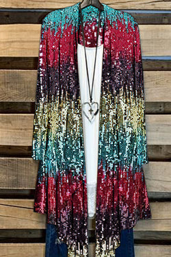 Simple Cardigan Sequin Festive Jacket