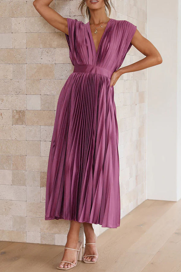 Casual Loose Zipper Pleated Sleeveless Dress