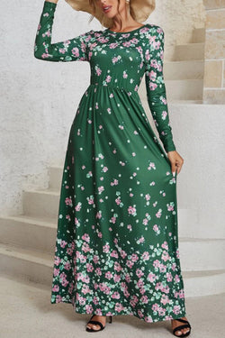 Charming Printed Long Sleeve Maxi Dress