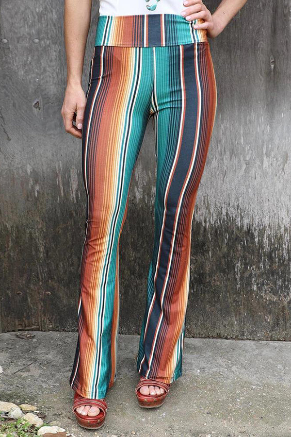 Casual and Comfortable Printed High Waisted Flared Pants