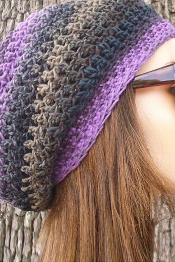 Autumn and Winter Knitted Rainbow Striped Hat