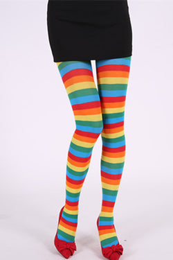 Festive Colorful Striped Pantyhose