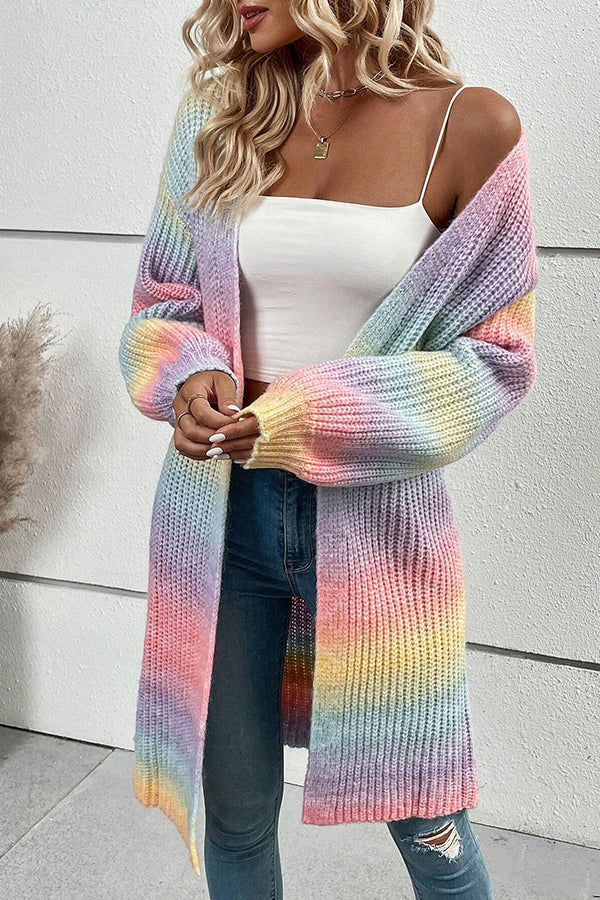 Gradient Color Cardigan Casual Jacket