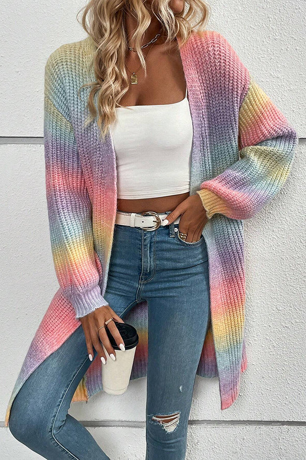 Gradient Color Cardigan Casual Jacket