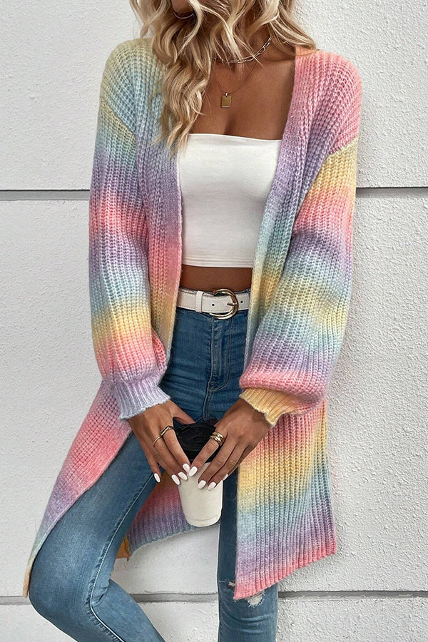 Gradient Color Cardigan Casual Jacket