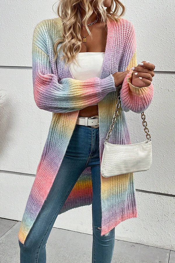 Gradient Color Cardigan Casual Jacket