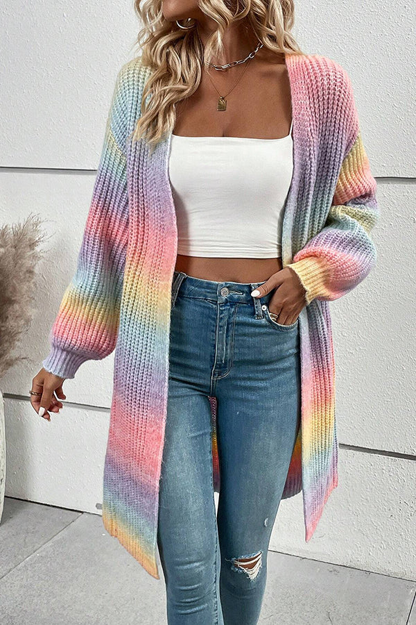 Gradient Color Cardigan Casual Jacket