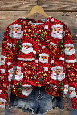 Christmas Themed Printed Loose Sweatshirt