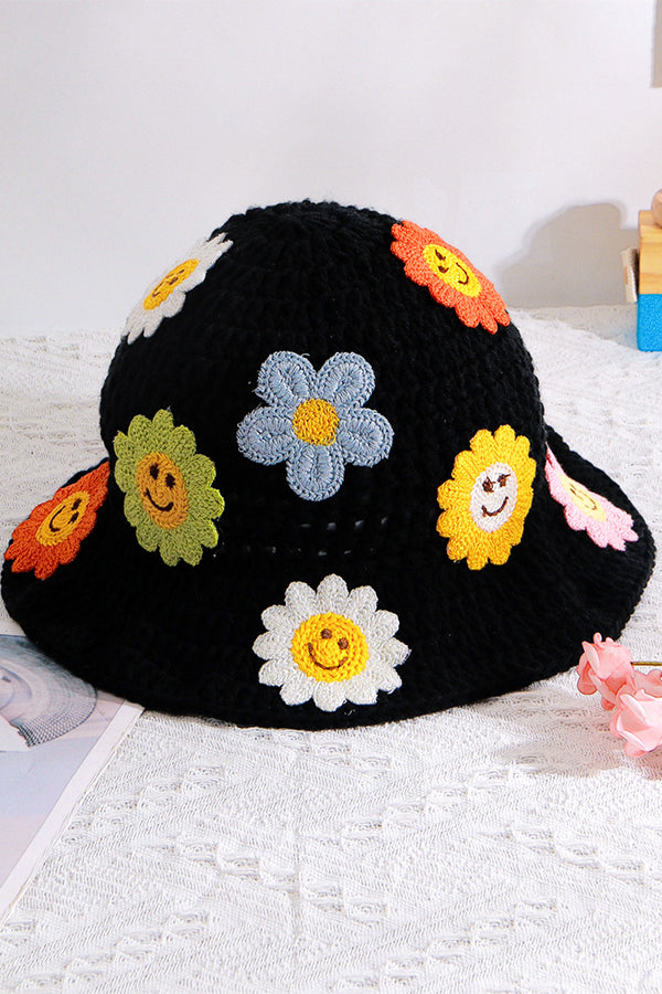 Wool crocheted handmade flower hat