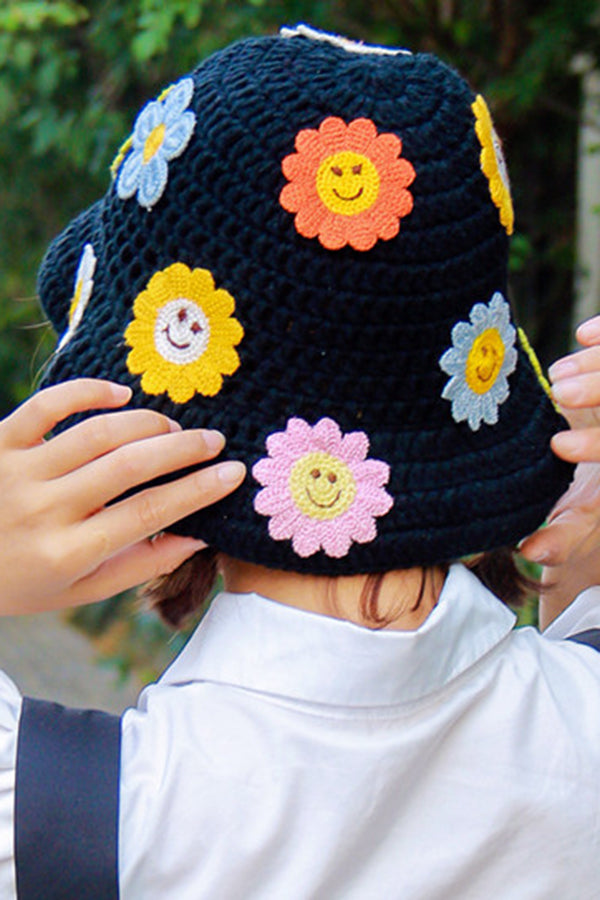 Wool crocheted handmade flower hat