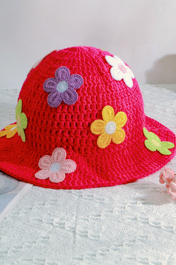 Wool crocheted handmade flower hat