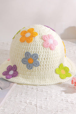 Wool crocheted handmade flower hat