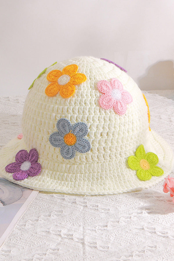 Wool crocheted handmade flower hat