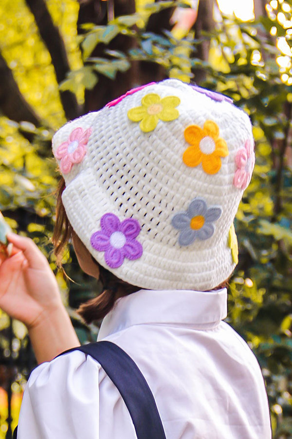 Wool crocheted handmade flower hat