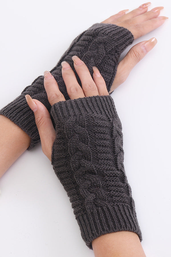 Wool Knitted Thermal Fingerless Gloves