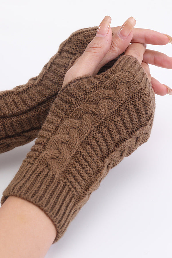 Wool Knitted Thermal Fingerless Gloves