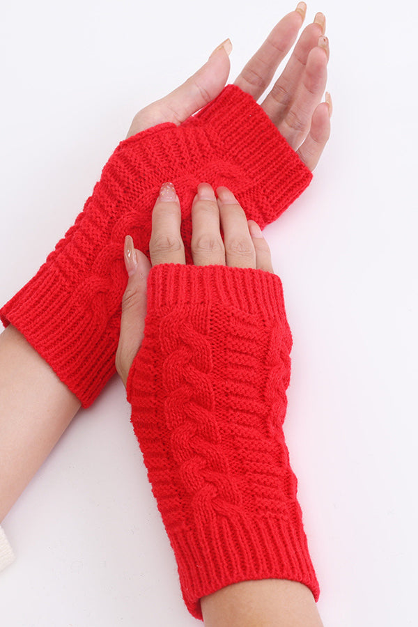 Wool Knitted Thermal Fingerless Gloves