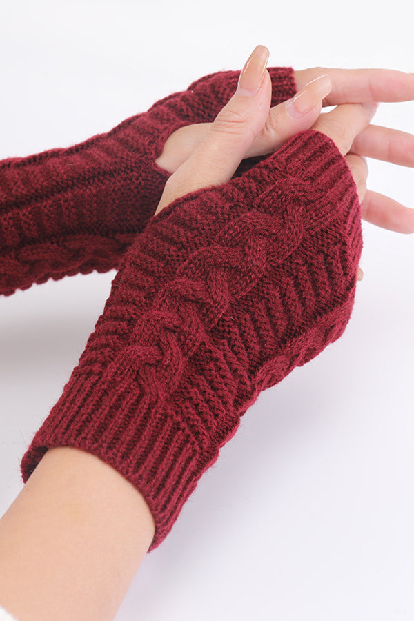 Wool Knitted Thermal Fingerless Gloves