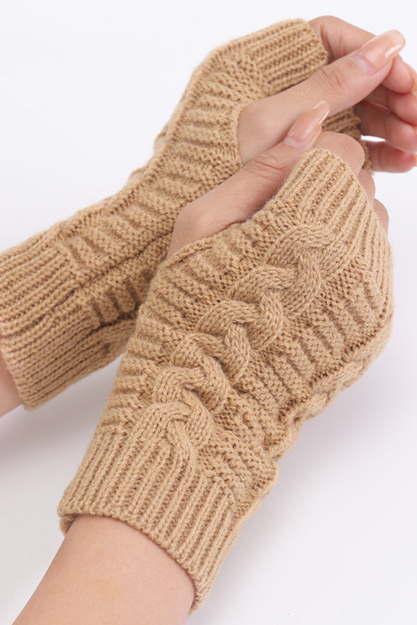 Wool Knitted Thermal Fingerless Gloves