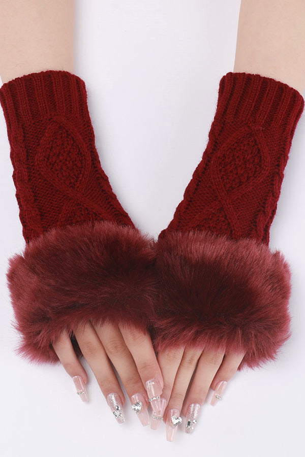 Woolen Plush Knitted Warm Fingerless Gloves