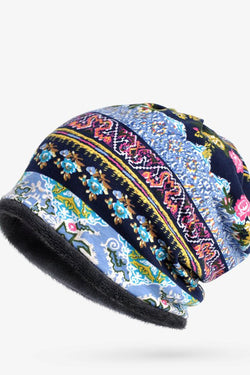 Printed Windproof and Ear Protection Bib Hat