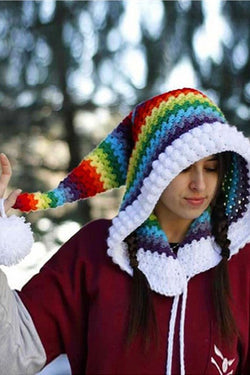 Rainbow Long Tail Hat for Christmas