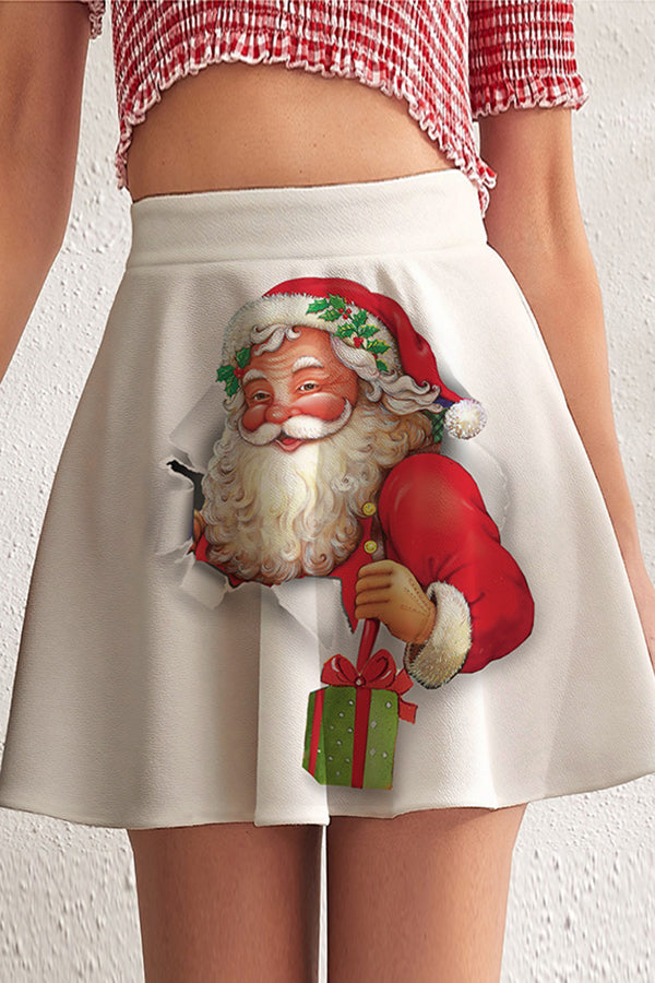 Christmas print themed draped A-line skirt