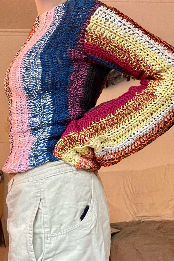 Drapey Loose Rainbow Knit Sweater