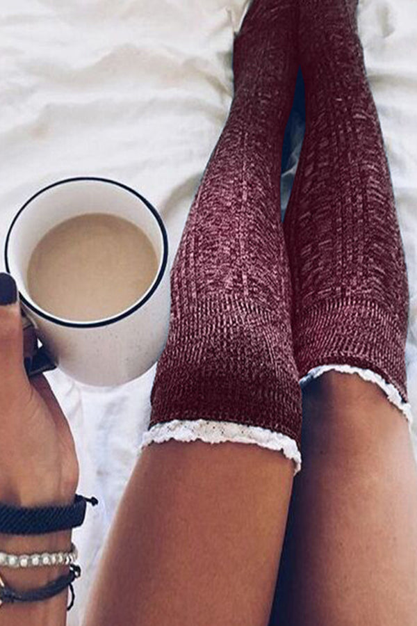 Knitted Lace Over-the-Knee Stockings