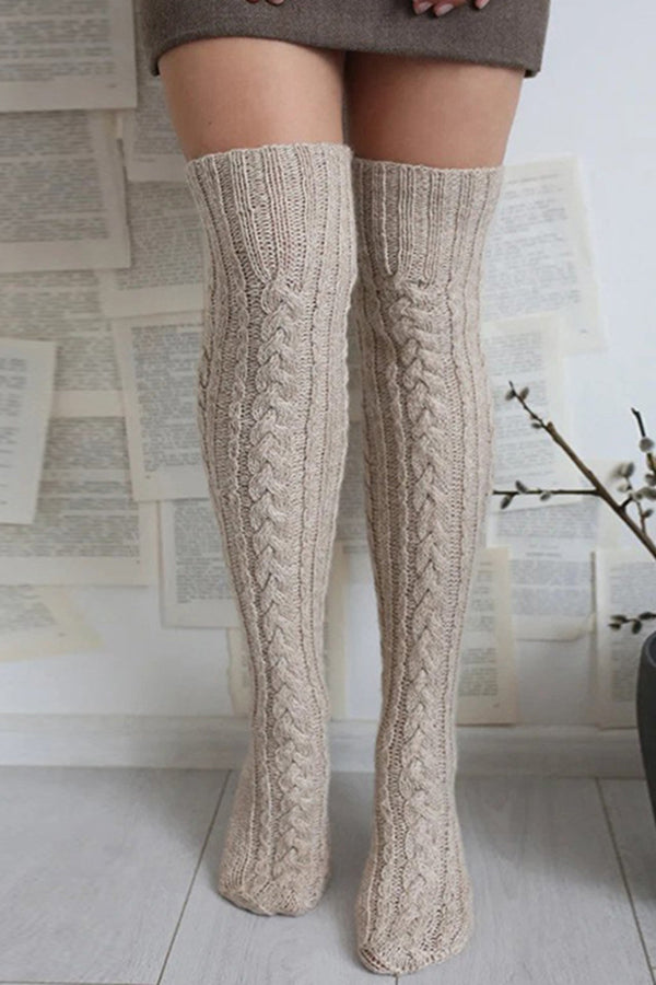 Extra Thick and Extra Long Knitted Cotton Socks for Home