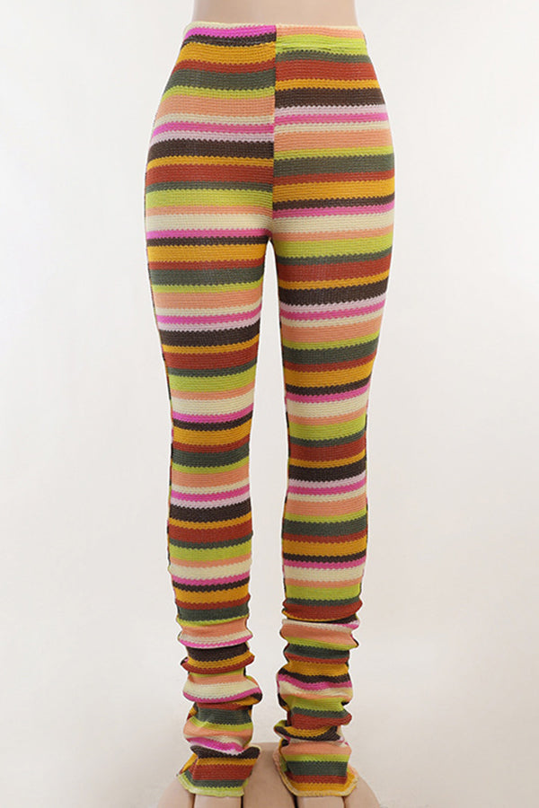 Stylish Striped Heaped Knitted Trousers