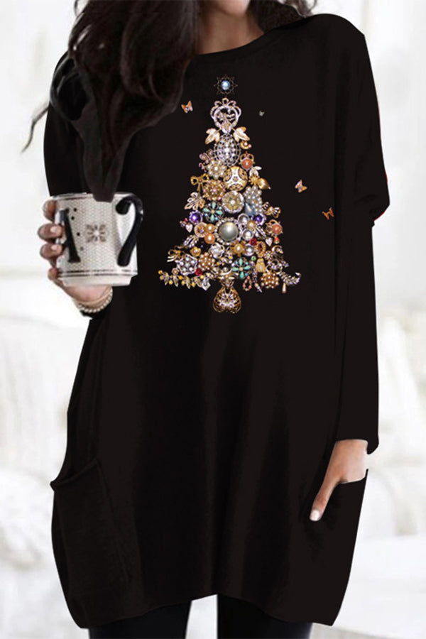 Christmas Creative Printed Long-Sleeved Top