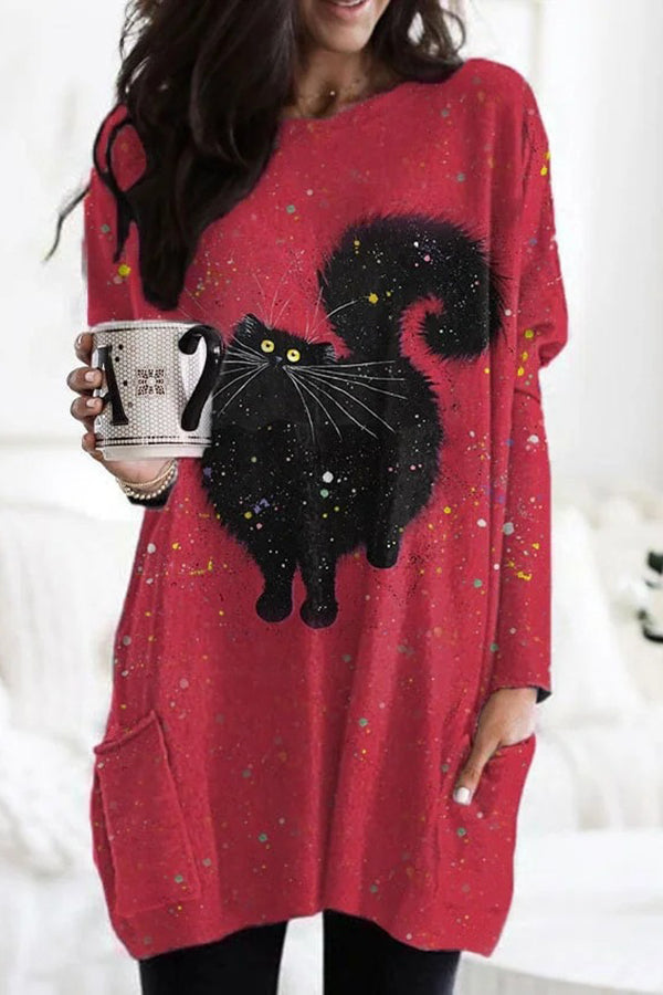 Christmas Creative Printed Long-Sleeved Top