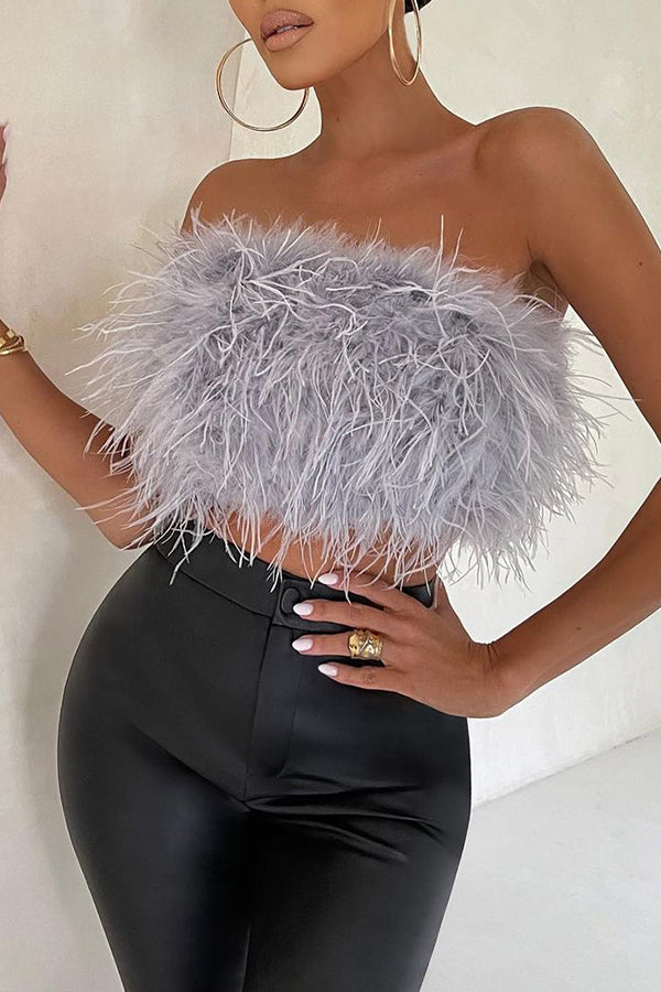 Fashionable Fluffy Furry Tube Top