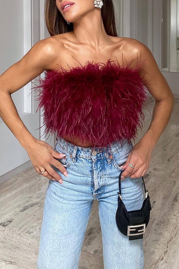 Fashionable Fluffy Furry Tube Top