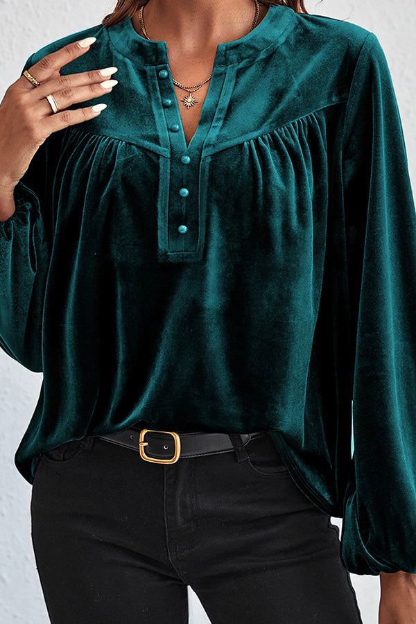 Velvet Pleated Top