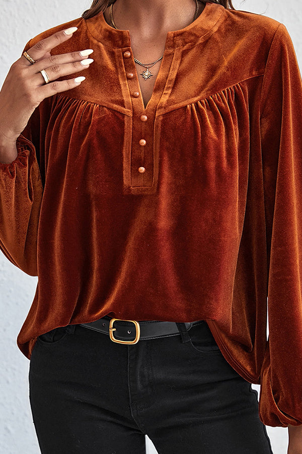 Velvet Pleated Top