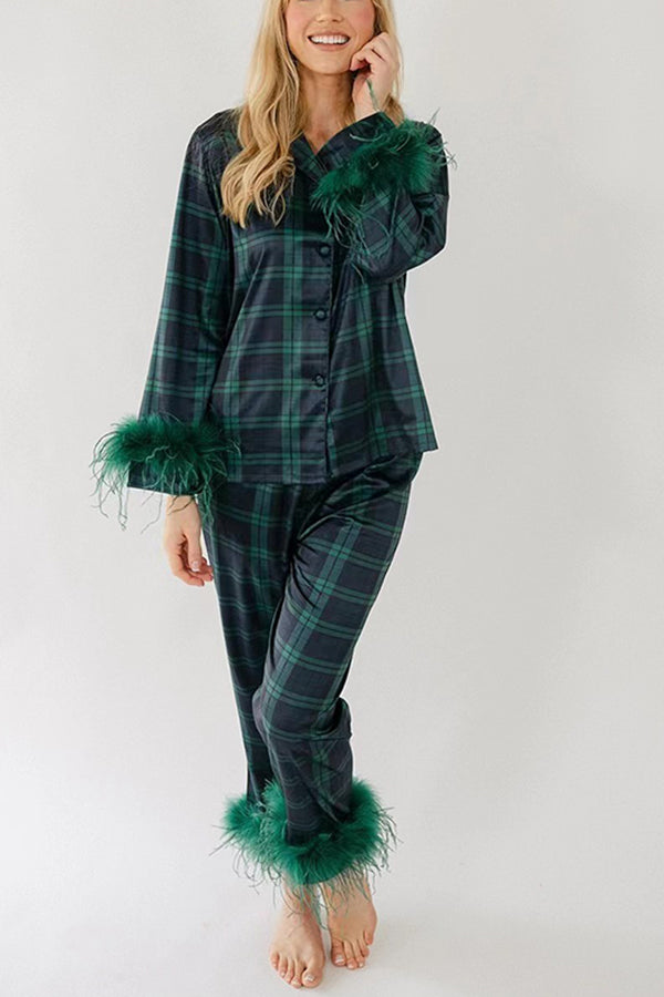 Christmas Set Plaid Print Home Wear Pajamas