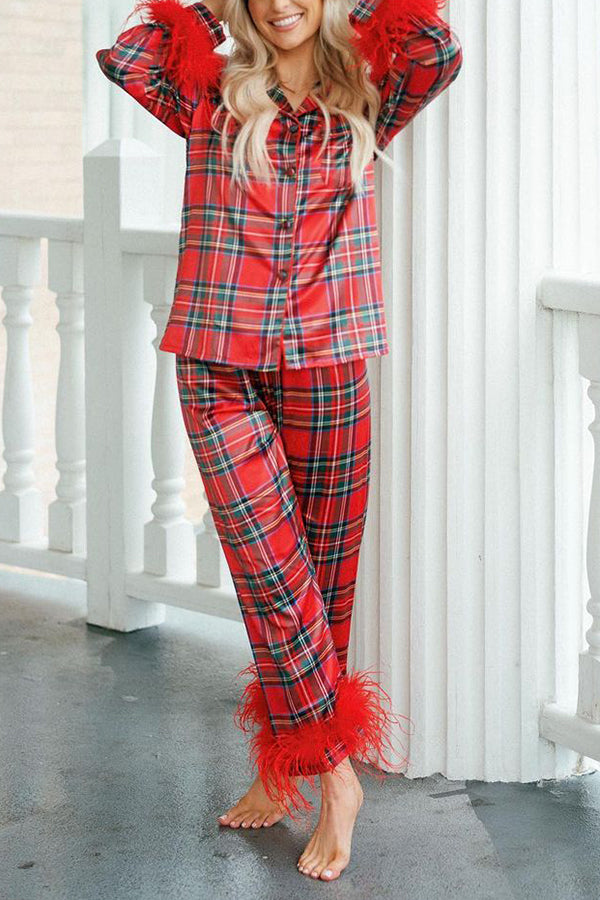 Christmas Set Plaid Print Home Wear Pajamas