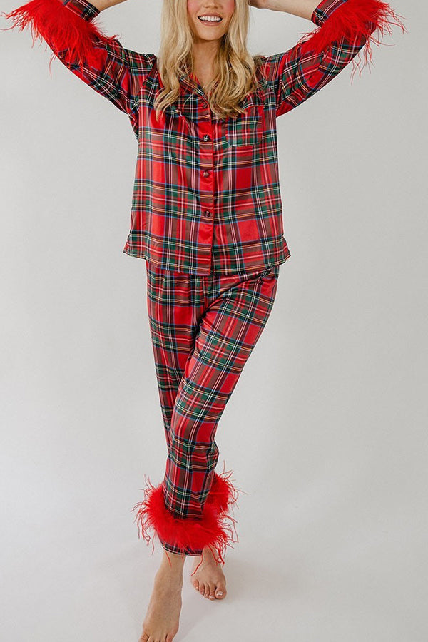 Christmas Set Plaid Print Home Wear Pajamas