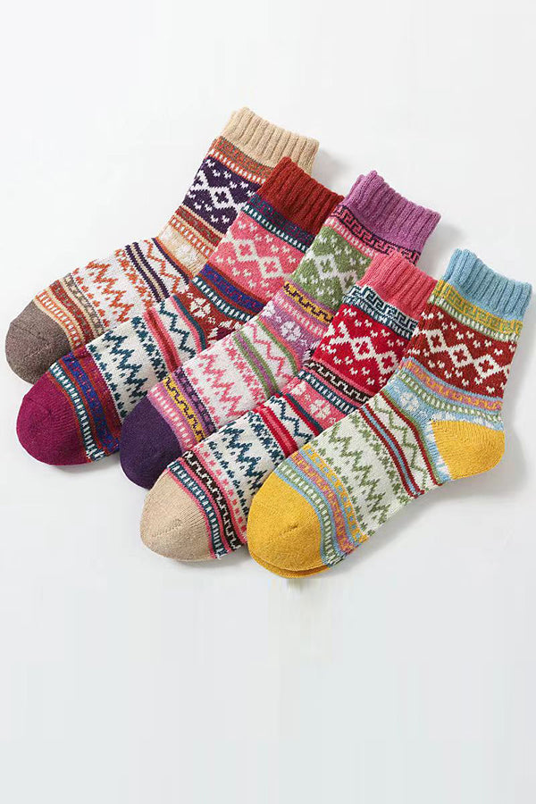 A Set of Five Pairs of Women's Cotton Socks