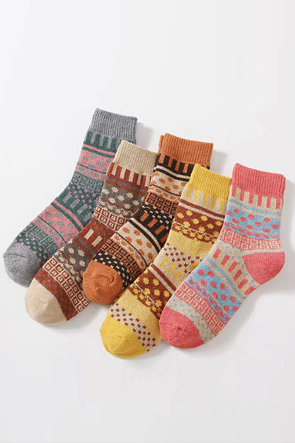 A Set of Five Pairs of Women's Cotton Socks