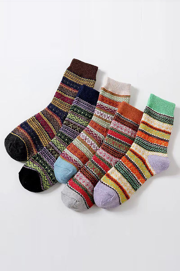 A Set of Five Pairs of Women's Cotton Socks