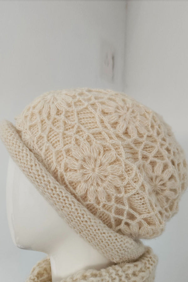 Wool handmade crocheted knitted hat