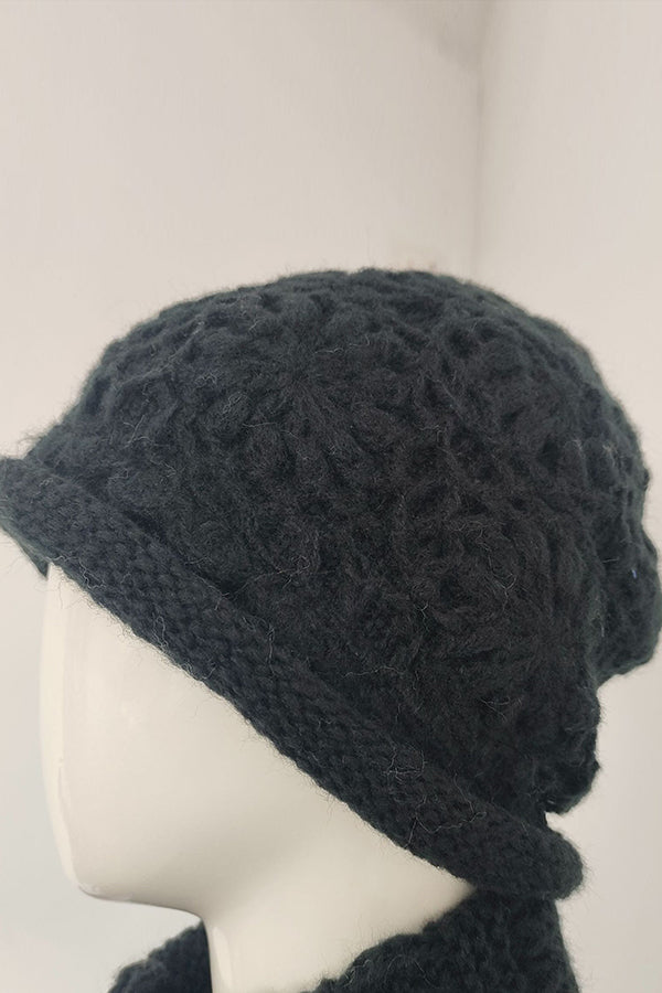 Wool handmade crocheted knitted hat